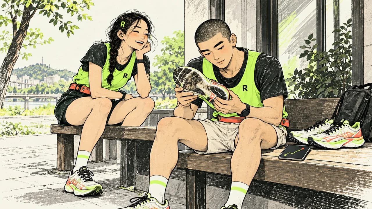 주행거리 기록과 밑창 마모 상태를 함께 확인하는 러너